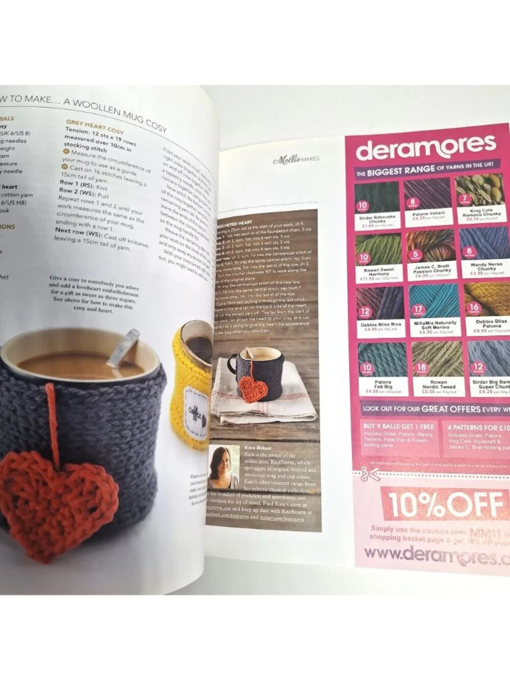 Mollie Makes Issue 7 Magazine UK 2011 DIY Crafts With Buttons Kit Mug Cosies